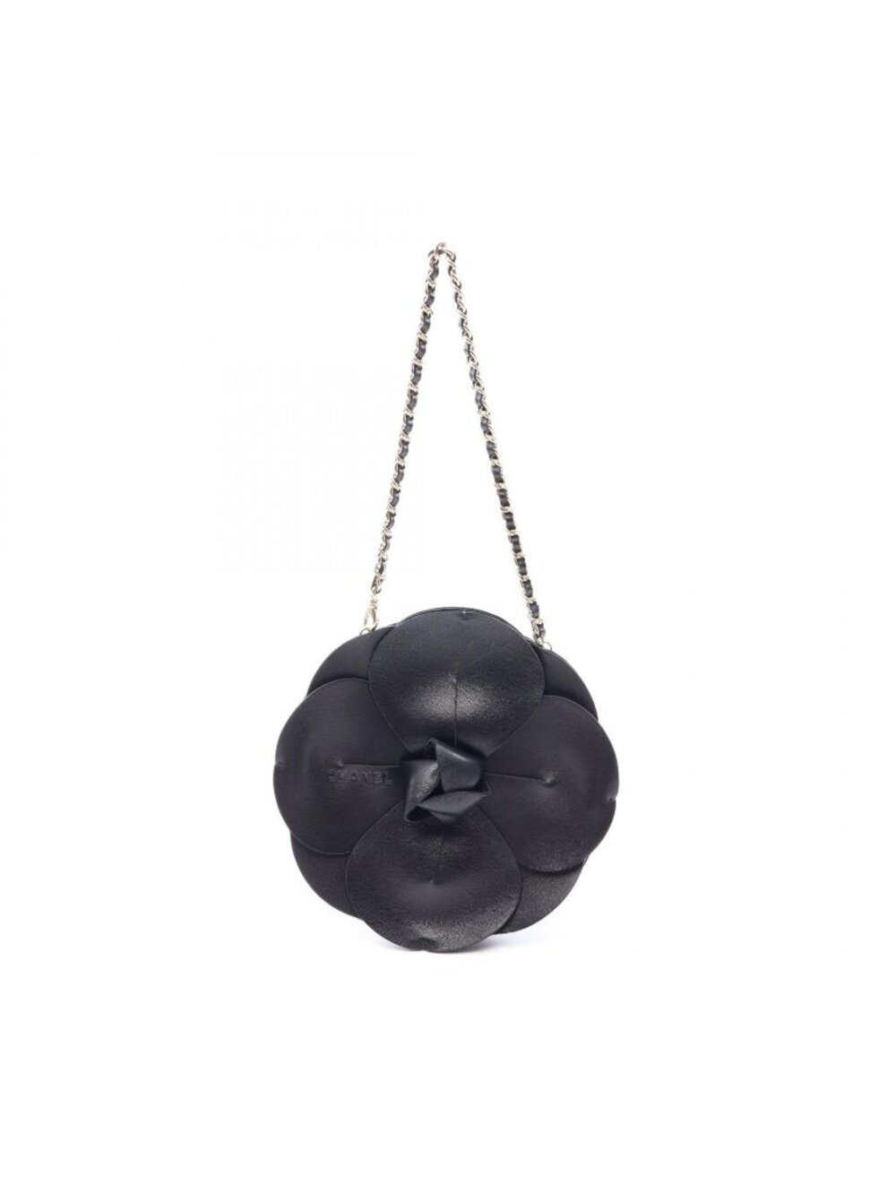 Chanel Handbag Camellia Black Lambskin Fabric Chain Bag